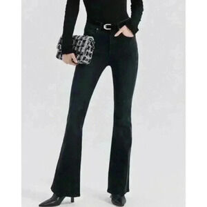 Something Navy High Waisted Bell Bottom Jeans Flare Bootcut Washed Black Denim 4